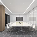 Modern Conference Room Interior With Long Table White Chairs And Large Screen 3d model