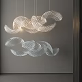 Modern Unique Spiral Chandelier With Transparent Glass Lighting In Showroom