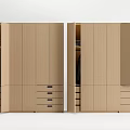 Elegant Modern Wooden Wardrobe With Multiple Drawers Cabinet Doors And Open Shelves