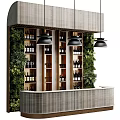 Commercial Bar Equipment With Wine Racks Pendant Lights And Green Plants