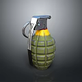 Green Hand Grenade With Textured Surface And Silver Safety Pin 3d model
