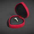 Elegant Gold Diamond Ring in Open Red Heart Shaped Jewelry Box