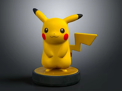 Home Furniture Display Unit Featuring Yellow Pikachu Figurine On Black Base 3d model