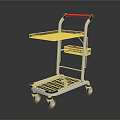 Practical Metal Utility Cart With Two Tier Wire Mesh Shelves Red Handle And Wheels