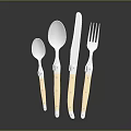 Elegant Modern Cutlery Set With Wooden Handles And Stainless Steel Spoons Fork Knife