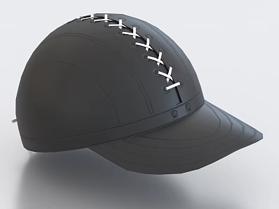 Black Stylish Peaked Hat With White Stitched Accents On Top 3d model