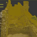 Ancient Ruins Archaeological Site With Stone Walls Earthen Ground Green Tarp And Grass