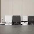 Modern Robot Vacuum Cleaners With Different Designs As Essential Household Appliances