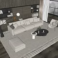 Style sofa coffee table combination 3d model