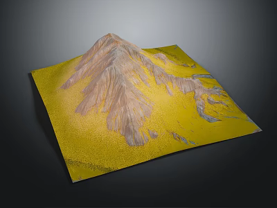Detailed Mountain Terrain Model With Yellow Landform And Rock Textures 3d model
