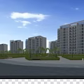 Aerial Planning of Modern Residential Area With Tall Buildings Green Landscapes Pedestrian Paths And Roads