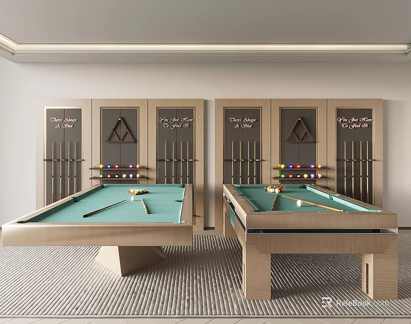 Luxury Billiard Tables As Sports Equipment With Storage Cabinets And Cues 3d model 