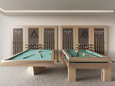 Luxury Billiard Tables As Sports Equipment With Storage Cabinets And Cues 3d model