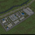Industrial Plant Complex With Green Surroundings River Road And Multiple Buildings 3d model