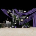 756 MM purple niche cloth curtain wedding sketch master 3d model