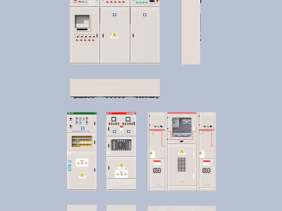 Industrial Electrical Control Cabinets With Multiple Panels LCD Screens Indicator Lights And Control Buttons 3d model