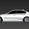 BMW Silver Luxury Sedan Featuring Modern Sleek Body And Chrome Grille Design