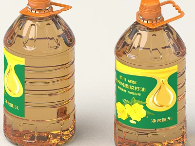 Transparent Edible Oil Bottles With First Grade Pressed 5L Net Content And Yellow Flower Design 3d model