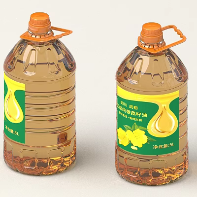 Transparent Edible Oil Bottles With First Grade Pressed 5L Net Content And Yellow Flower Design 3d model