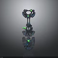 Futuristic Mechanical Weapon With Green Glowing Elements And Intricate 3D Design