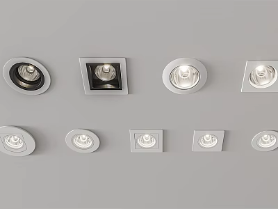 Sleek Modern Downlights and Spotlights Round Square Ceiling Mounted Lighting Fixtures 3d model