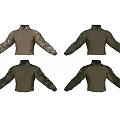 Brown Work Jacket With Camouflage Sleeves Stand Collar And Multiple Views 3d model