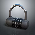 Secure Modern Door Handle Featuring Combination Lock And Silver Metallic Finish Design 3d model