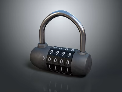 Secure Modern Door Handle Featuring Combination Lock And Silver Metallic Finish Design 3d model