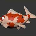 Cute Red And White Koi Fish With Large Round Eyes In Cartoon Style Design
