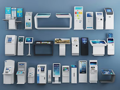 Public Facilities Featuring Various Modern Self Service Kiosks For Public Use 3d model