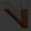 Red Staircase Design With Metal Handrails And Step Structure 3d model
