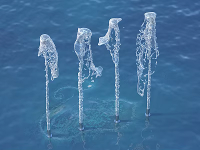 Transparent Dolphin Shaped Garden Decor Ornaments Spraying Water On Blue Water Surface 3d model