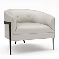 Light Gray Modern Single Sofa With Button Tufted Backrest And Black Metal Legs 3d model