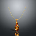 Golden Teardrop Pendant Necklace with Shiny Glossy Design Elegant Fashion Accessory