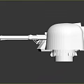 Detailed White Military Turret Weapon Models With Barrels On Reflective Black Surface