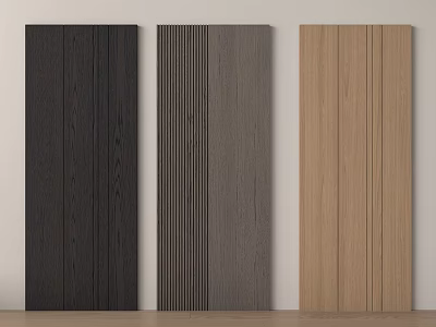 Dark Black Gray And Light Wood Wall Panels With Vertical Stripes For Interior Design 3d model