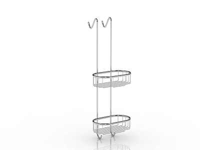 Stainless Steel Bathroom Accessories Storage Rack With Two Baskets And Wheels 3d model