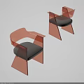 Modern Leisure Chair With Transparent Acrylic Frame And Gray Padded Seat