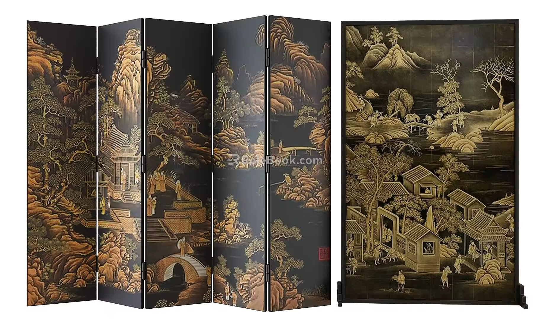 New Chinese-style screen partition 3d model