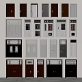 Multiple Security Door Styles In Black White Brown With Glass Inserts And Metal Frames 3d model