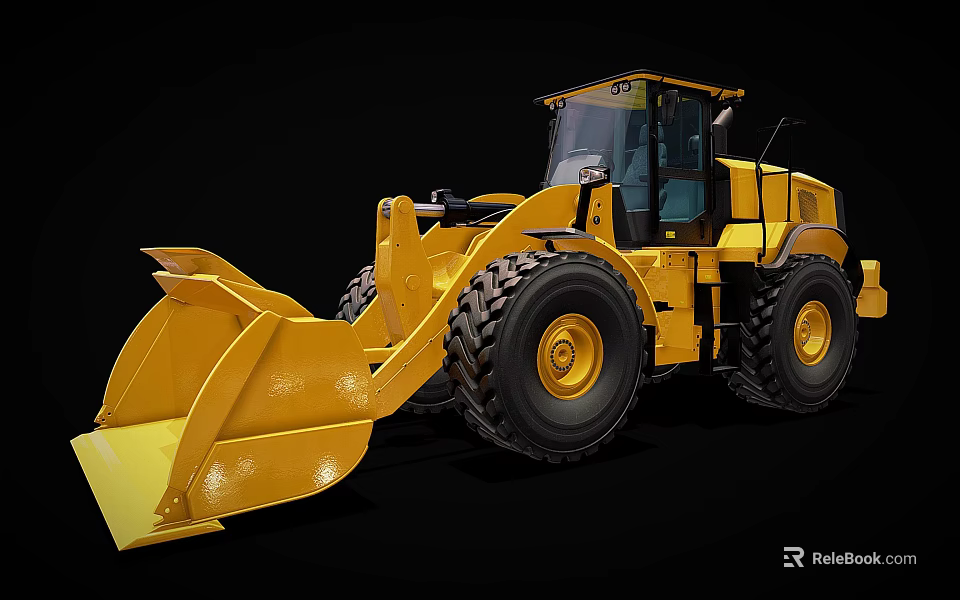 Large Yellow Wheel Loader Machinery With Heavy Duty Front Bucket And Construction Equipment 3d model 