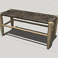 Simple Design Wooden Bench With Woven Seat And Natural Wood Legs