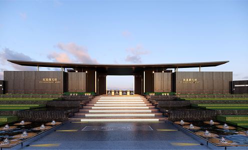 New Chinese Gate Residential Club Community Entrance Gate 3d model