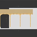 Detailed Architectural Model With Wooden Roof Yellow Columns And White Platform