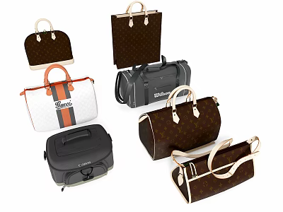 Collection Of Stylish Bags And Luggage With Diverse Colors And Designs 3d model