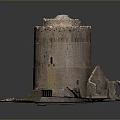 Ancient Stone Tower Historical Ruin Model With Grassy Base And Architectural Details
