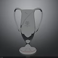 Silver Trophy With Dual Handles Metallic Shiny Surface And Circular Base