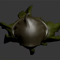 Small 3D Hooded Character With Brown Hood And Green Textured Cloak Design