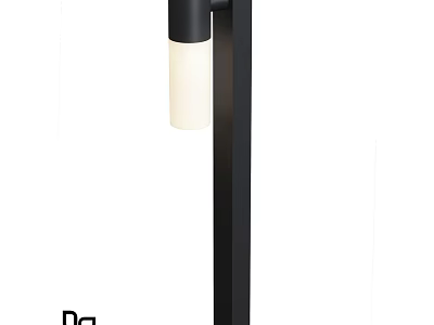 Modern Outdoor Light With Black Pole And White Shade For Garden Decoration 3d model