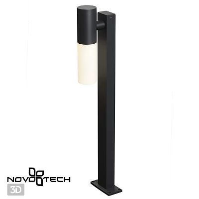 Modern Outdoor Light With Black Pole And White Shade For Garden Decoration 3d model